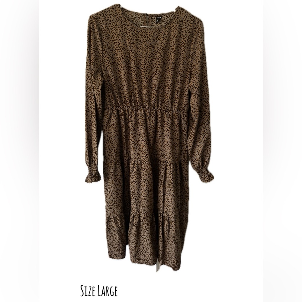 Leopard Print Long Sleeve Dress